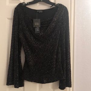 Brand new!  Black beaded black full sleeve top